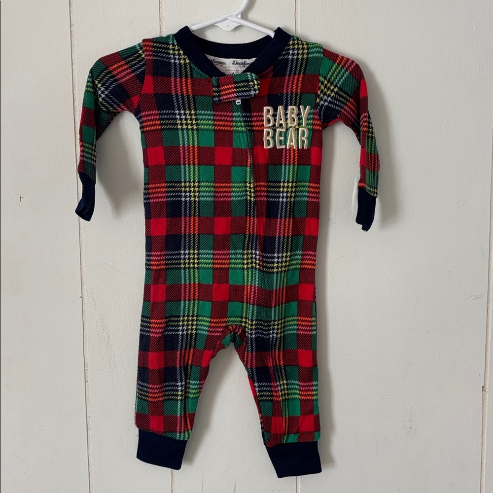Dearfoams Red and Green Plaid Infant Onesie